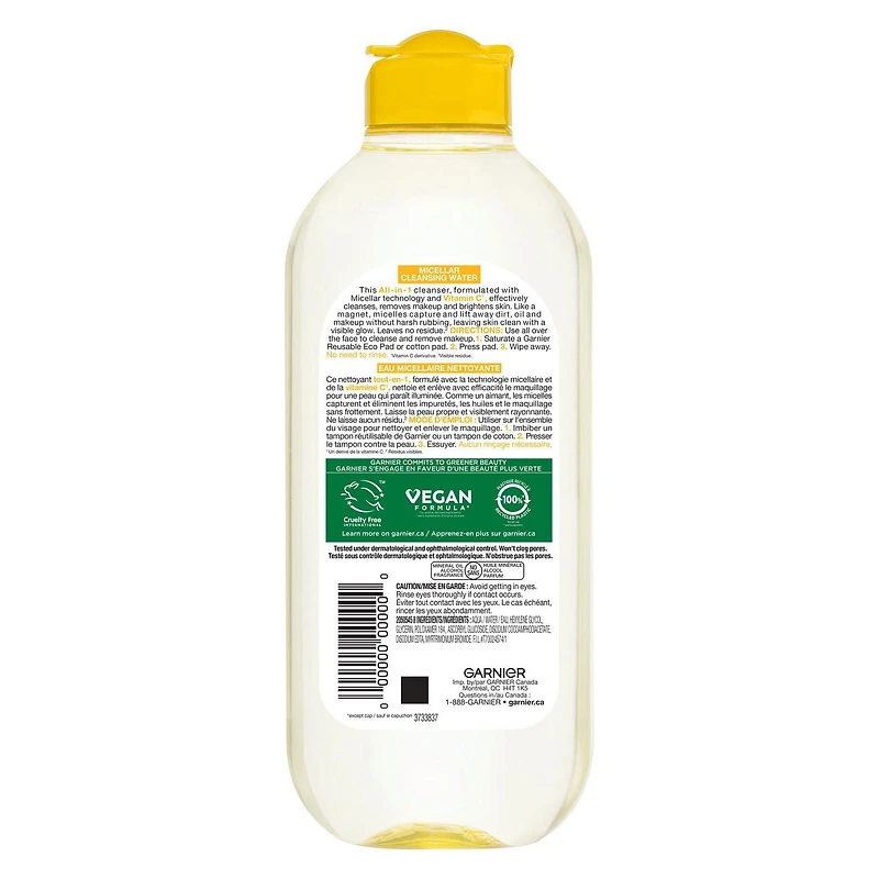 Garnier Micellar Water with Vitamin C, Facial Cleanser & Makeup Remover, Brightening & Hydrating,  700ml, Makeup remover