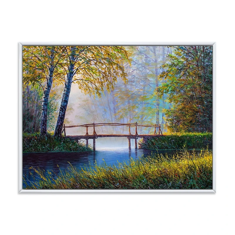 Designart Morning Sunlight and The Awakening Spring Forest FLOAT FRAME WALL ART