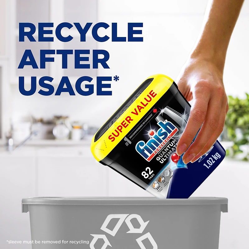 Finish® Quantum Ultimate® Dishwasher Detergent Pods, No Pre Rinse needed, for Deep Clean & Sparkling Shine, 82 Tabs