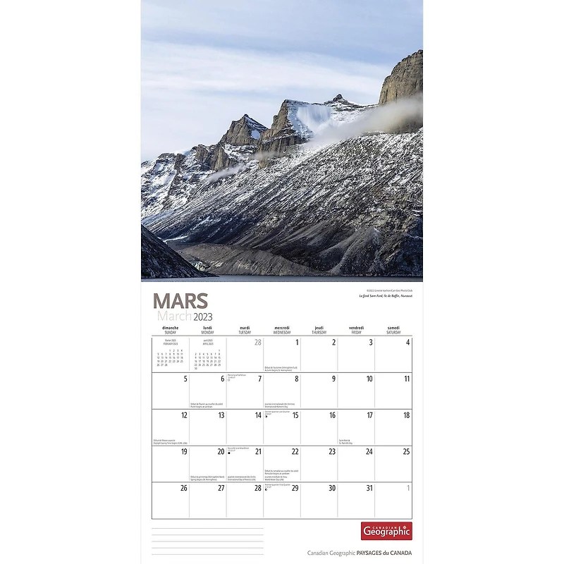 Canadian Geographic Paysages du Canada 2023 Square FRENCH