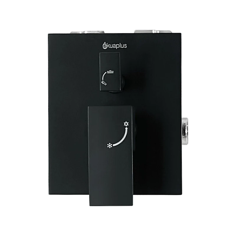 Robinet de bain-douche noir à pression équilibrée/inverseur 3 voie carré akuaplus(MD), douche à main aimantée 3 réglages avec pommeau et bec de bain
