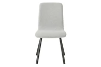 Safdie & Co.  Modern Dining Chair, Light Gray Fabric & Black Metal Legs.