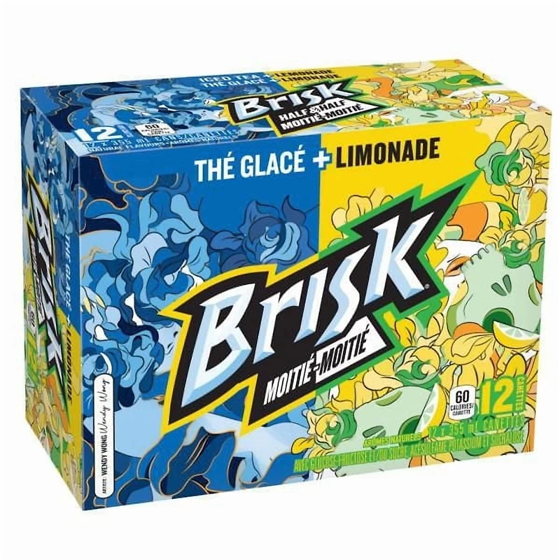 Brisk Half & Half Iced Tea + Lemonade, 355mL Cans, 12 Pack