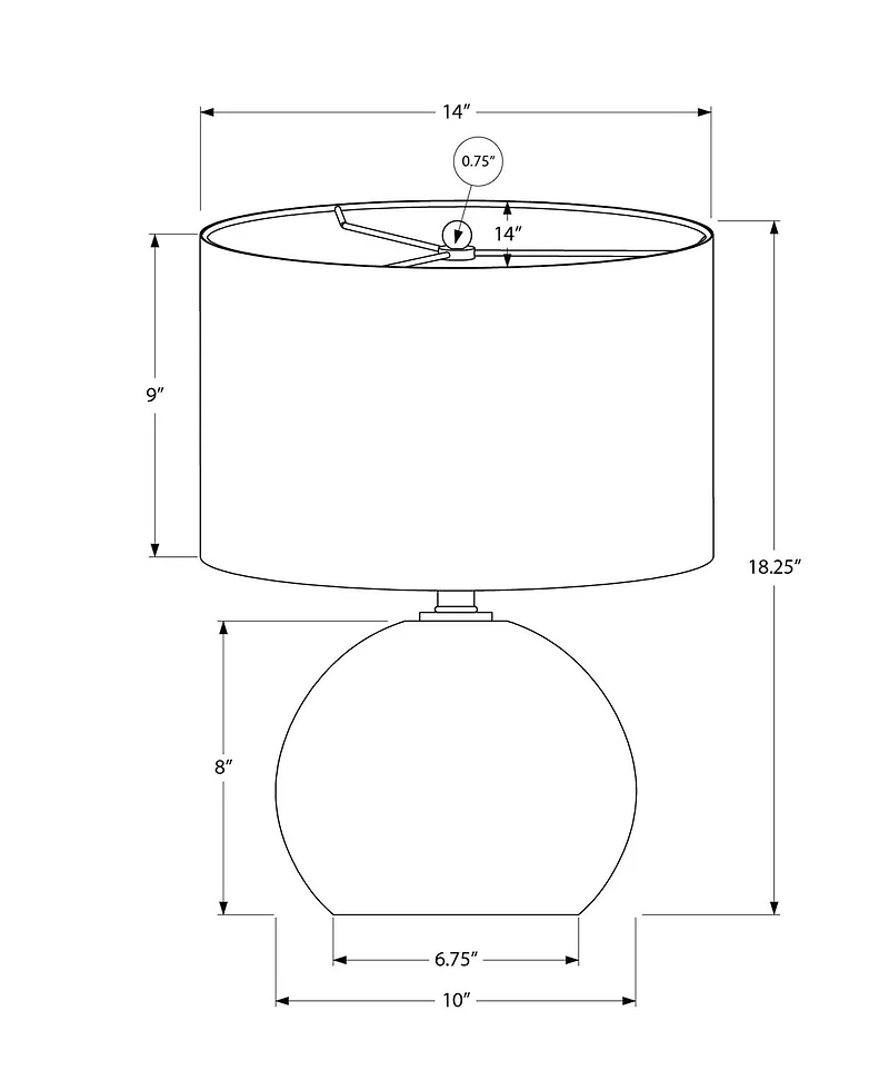 Monarch Specialties Lighting, 18"h, Table Lamp, Ivory / Cream Shade, Cream Ceramic, Contemporary