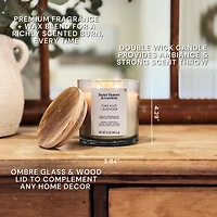 Better Homes & Gardens Scented 2-wick 12 oz. Parrafin Wax Ombre Jar Candle, Oak & Lavender, Parrafin Wax Blend