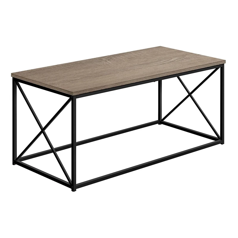 Monarch Specialties Coffee Table, Accent, Cocktail, Rectangular, Living Room, 40"l, Metal, Laminate, Brown, Black, Contemporary, Modern