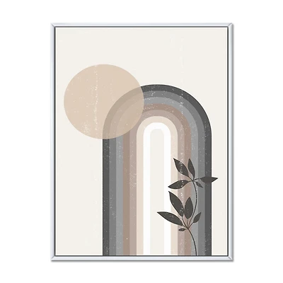 Designart Arc-en-ciel abstrait soleil et lune dans les tons de terre III ART MURAL À CADRE FLOTTÉ