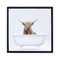 Sentra Highland Cows Framed Canvas Art Set, 13in W x 13in H x 1in D