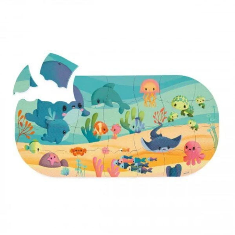 Janod Puzzle de Bain Aventure Sous-Marine - Puzzle Flottant de 28 Pièces en EVA pour Enfants - 3 ans et + - J04727