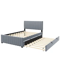 Lit plateforme Noble House en velours gris avec lit gigogne simple, 1 place