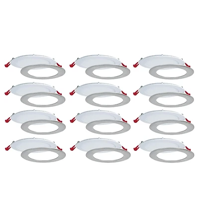 Luminaires encastrés DEL de 6 po, 3 Températures de couleur intégrées (3K / 4K / 5K), Emballage de 12, pour plafonds isolés et non isolés, Intensité réglable, 15W = 90W, 1125 lumens, fini blanc/Garnit