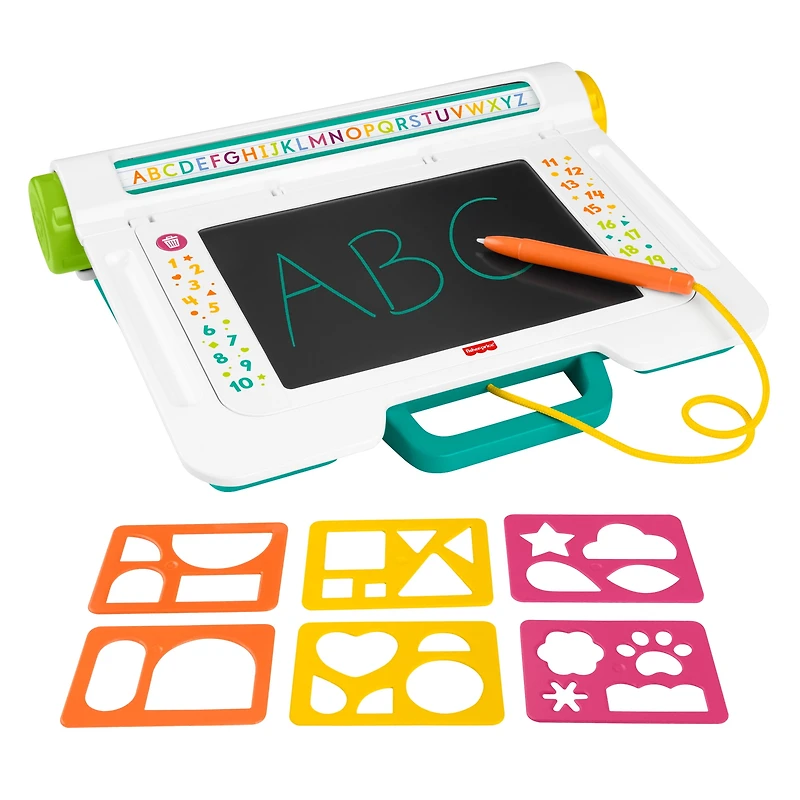 Fisher-Price-Bureau Apprentissage et Dessin-tablette écriture, FISHER-PRICE-LEARN-AND-DOODLE-DESK