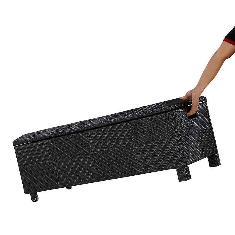 Banc/coffre de terrasse rembourré en osier d'une capacité de 60 gallons