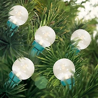 Holiday Time 100-Count Warm White LED Super Bright G30 Christmas Lights, with Green Wire, 56.2', 8"(20.3 cm) bulb spacing