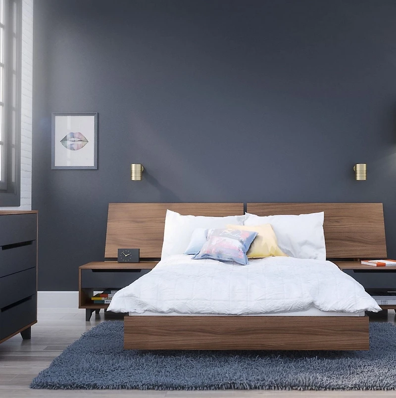 Nexera Alibi Queen Platform Walnut Bed