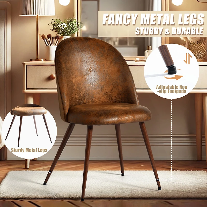 Homy Casa - Ensemble de 2 chaises de salle à manger modernes en tissu avec pieds en métal finition noyer Cuisine, salle à manger et coin repas