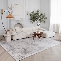 Rug Branch Atlas Scandinavian Indoor Area Rug, Grey Beige, Distressed - Living Room, Bedroom, Dining Room, and Kitchen