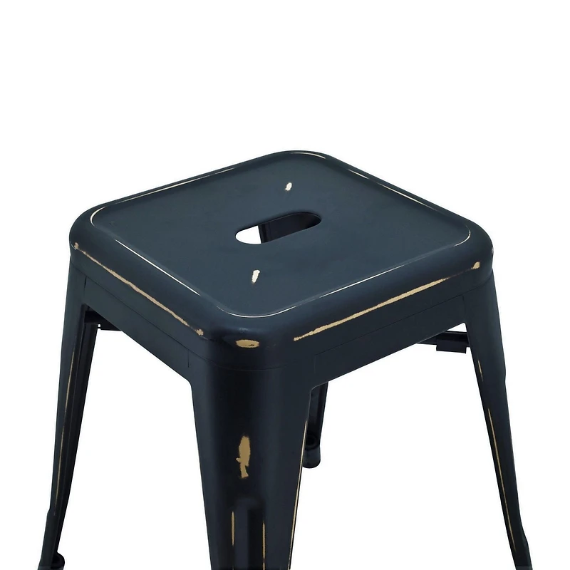 Black Solid Metal Frame Antique Stool, Counter 26"H, Stool Chair Ideal for Kitchen Island Counter. (set of 2)