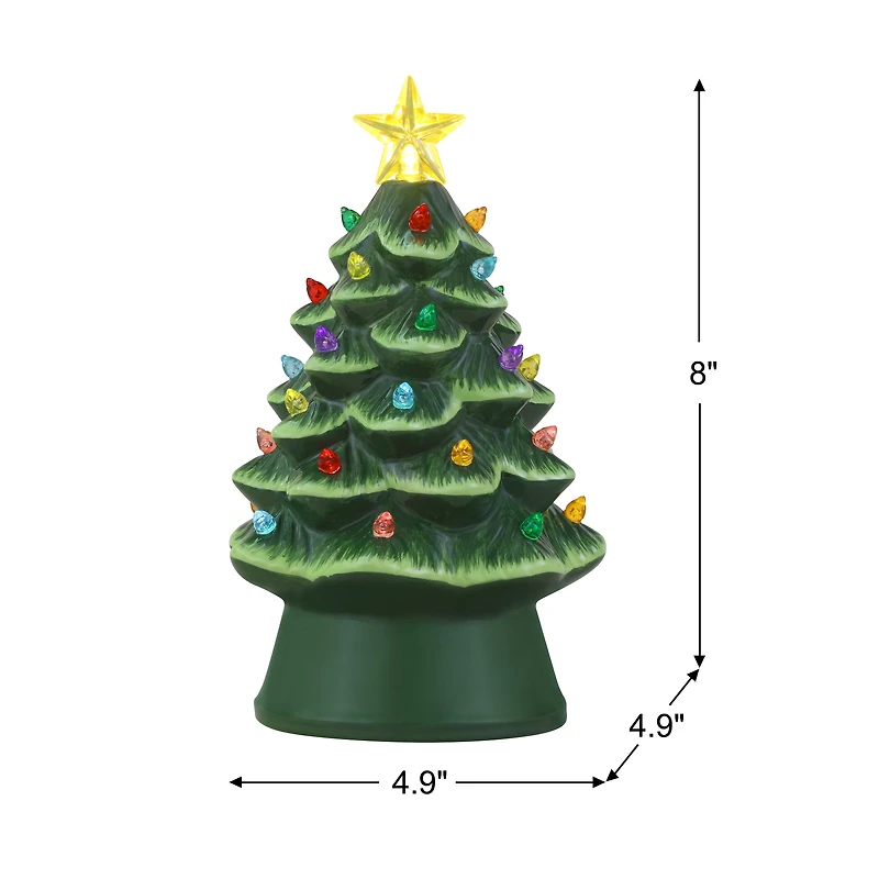 Mr. Christmas Decorative 8-inch Nostalgic Green Ceramic Tree