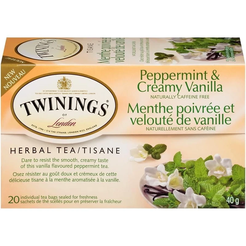 Twinings Peppermint And Creamy Vanilla Herbal Tea 20s, Pack of 20 Tea Bags