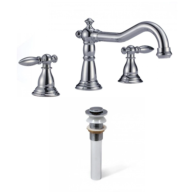 American Imaginations AI-33691 3H8-in. CUPC Approved Lead Free Brass Faucet Set In Chrome Color - Drain Incl.