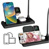 Lampe de bureau à DEL OttLite avec station de charge multiple, noir Lampe de bureau à DEL