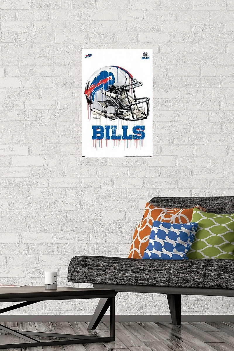 NFL Buffalo Bills - Drip Helmet 20 Wall Poster with Magnetic Frame, 22.375" x 34"