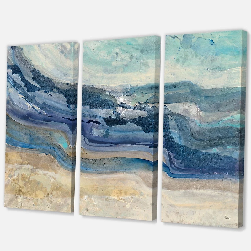 Designart côte, bleu, mer, vagues, aquarelle Art mural sur toile