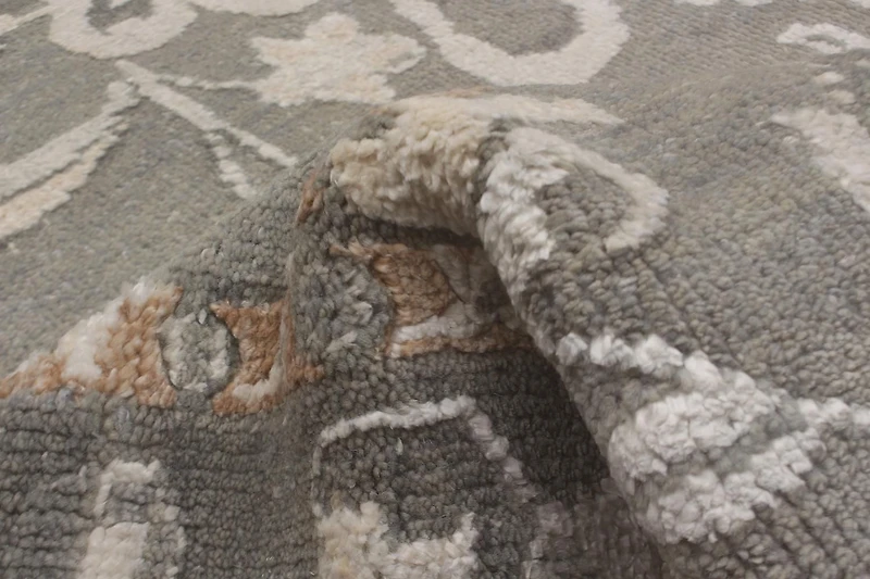 ECARPETGALLERY 7'11" x 9'11"  Floral Jules Oushak Hand-knotted Area Rug for Living Room, Dining Room and Bedroom in Grey