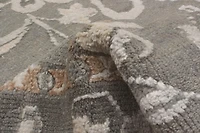 ECARPETGALLERY 7'11" x 9'11"  Floral Jules Oushak Hand-knotted Area Rug for Living Room, Dining Room and Bedroom in Grey