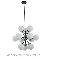Lampe suspendue élégante noire et chromée avec 12 luminaires – Éclairage contemporain pour espaces modernes