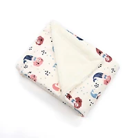 Marina Decoration Reversible Rich Printed Woven Fluffy Plush Soft Warm Flannel Fleece Children Throw Sherpa Kids Blanket, 40 x 50 Inch Pink Mermaid with White Base Pattern