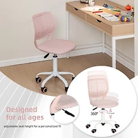 Chaise de bureau pivotante réglable Homy Casa avec assise rembourrée pour bureaux d'étude en dortoir, tissu rose