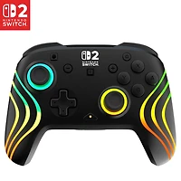 Manette de gaming RGB sans fil Turtle Beach Afterglow Wave (Noir) - Sous licence officielle pour Nintendo Switch 2, Nintendo Switch - Éclairage personnalisable, Sticks TMR, RGB