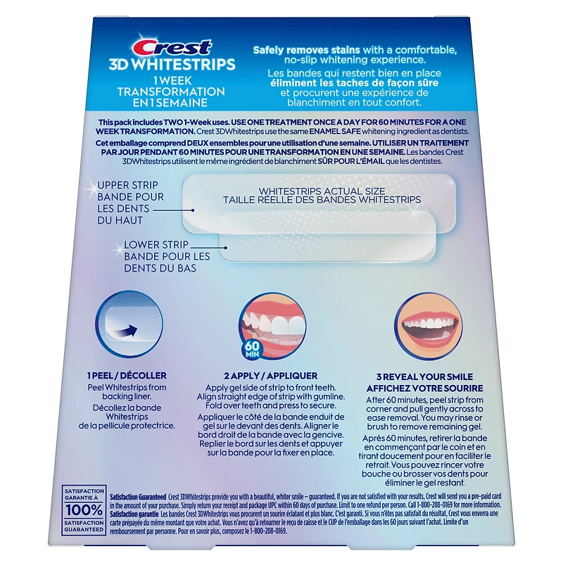 Crest 3D Whitestrips Glamorous White At-home Teeth Whitening Kit, 8 Levels Whiter, 14 Treatments