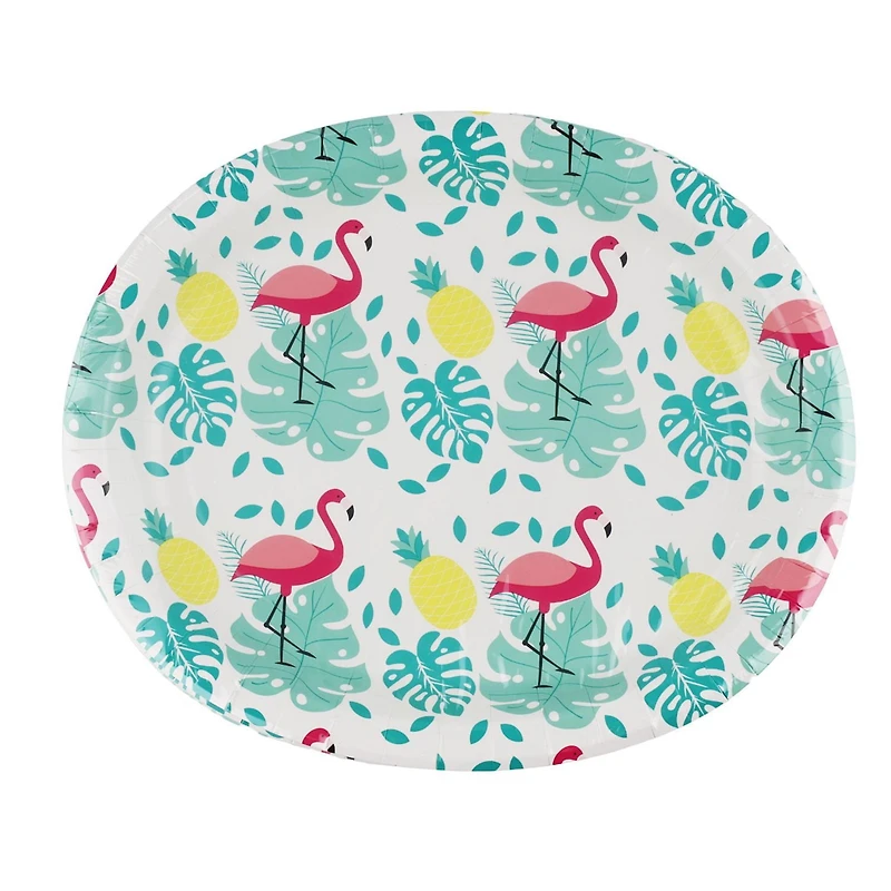 Way to Celebrate!  Summer 8 Oval Plate-Flamingo Pattern