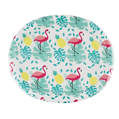 Way to Celebrate!  Summer 8 Oval Plate-Flamingo Pattern