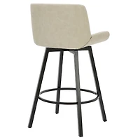 Tabouret de Comptoir, 26 po, avec Siège Pivotant, Jeu de 2, Moderne en Similicuir et Métal - Ivoire d'Époque et Noir