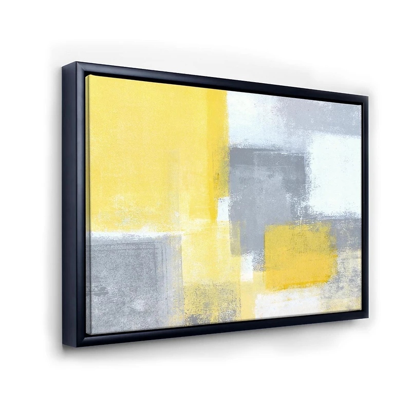 Designart Abstrait bleu gris et jaune XXI ART MURAL À CADRE FLOTT