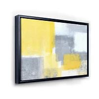 Designart Abstrait bleu gris et jaune XXI ART MURAL À CADRE FLOTT