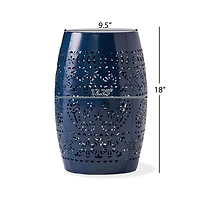 Homy Casa Lace-Cut Barrel-Shaped Metal Nightstand for Bedroom or Living Room Decor