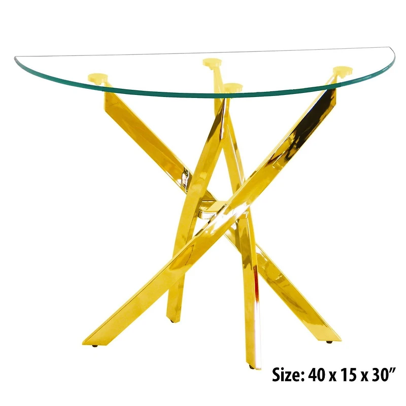 Table console demi-lune canadienne Genesis dorée