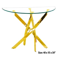 Table console demi-lune canadienne Genesis dorée