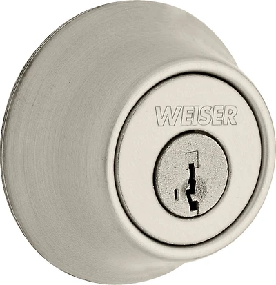 Essentials by Weiser Single Cylinder Deadbolt in Satin Nickel