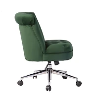 Homylin Chaise de bureau pivotante moderne, chaise d'appoint rembourrée en tissu, chaise de bureau réglable avec dossier capitonné pour salon, chambre à coucher, salle d'étude, verte