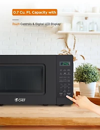 Commercial Chef 0.7 Cu Ft Microwave with 10 Power Levels, 700W Microwave with Digital Display, Countertop Microwave