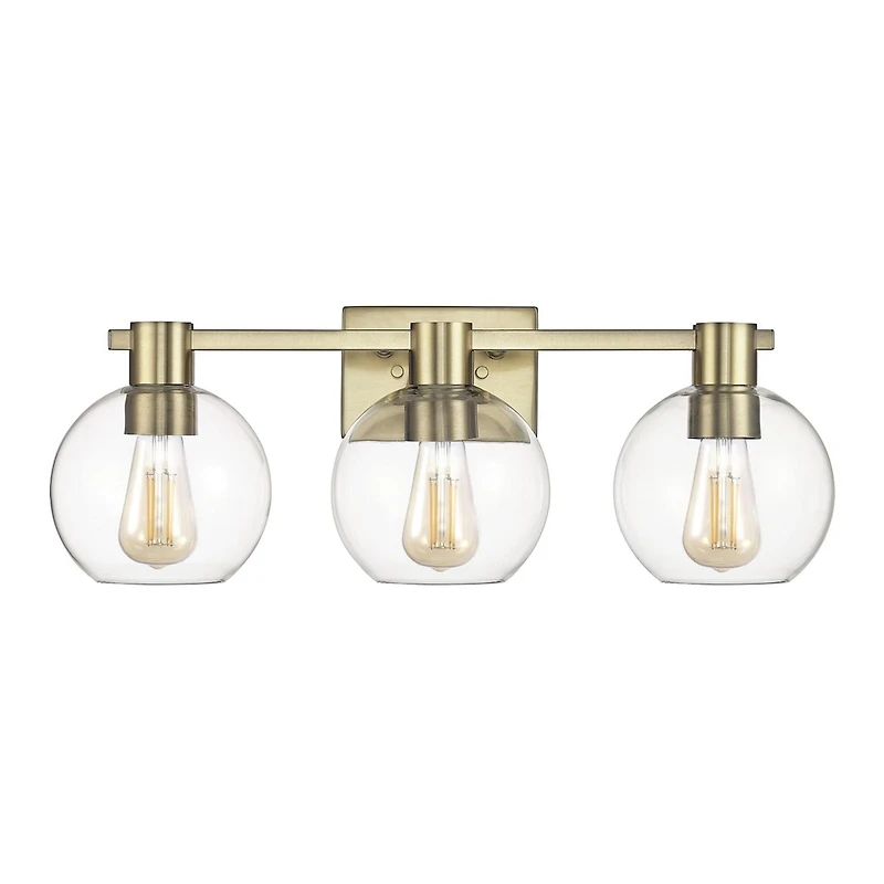 24" 3-Light Matte Brass Vanity Light with Clear Glass Shades<br>