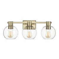 24" 3-Light Matte Brass Vanity Light with Clear Glass Shades<br>