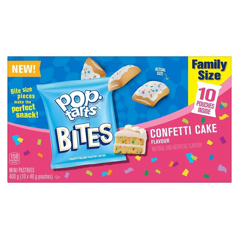 Les mini-tartelettes pop-tarts* Bouchées Glacées à saveur de gâteau Confetti Format familial de 10 unités 400g Tartelettes pour grille-pain