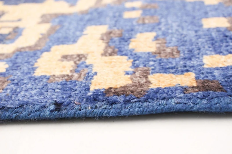 ECARPETGALLERY Tapis Noué à la Main pour Salon, Salle à Manger et Chambre à Coucher Transitionnel Collection Jules Oushak 7'1" x 9'11" en Bleu